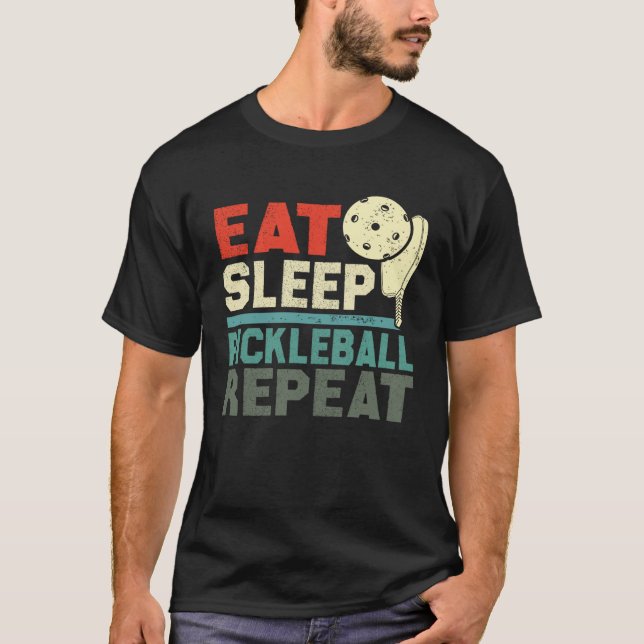 Camiseta Eat Sleep Pickleball Repeat  Retro vintage (Anverso)