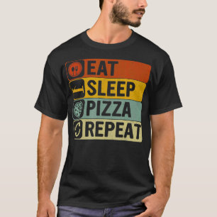 Camiseta Eat Sleep Pizza Repetir Retro 60 Diseño Guay P