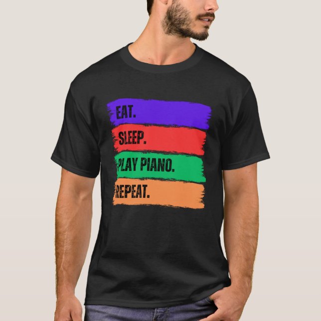 CAMISETA EAT SLEEP PLAY PIANO  REPEAT (Anverso)
