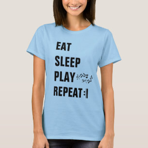 Camiseta Eat Sleep Play Repetir etiqueta MúsicosLife (atrás