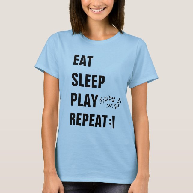 Camiseta Eat Sleep Play Repetir etiqueta MúsicosLife (atrás (Anverso)