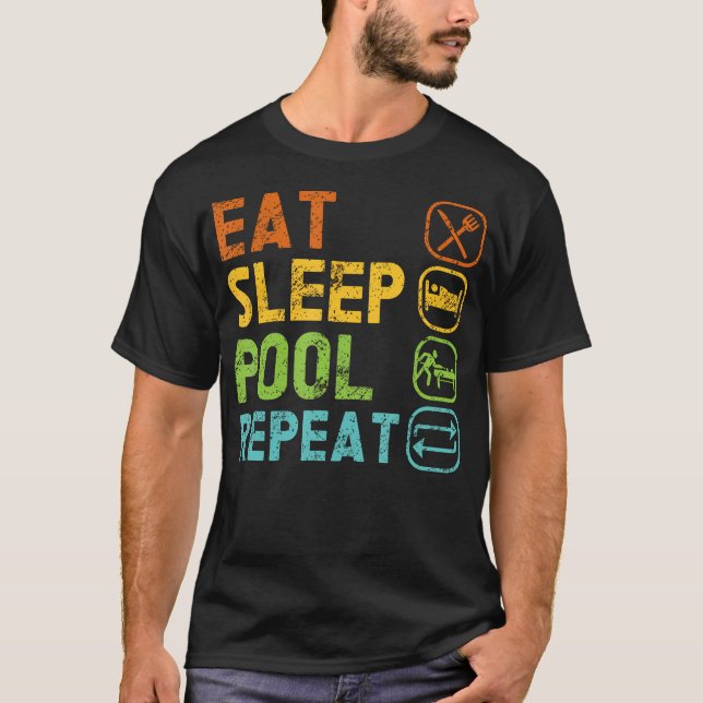 Camiseta Eat Sleep Pool Repeat Balls Pool Snooker Player Bi (Anverso)
