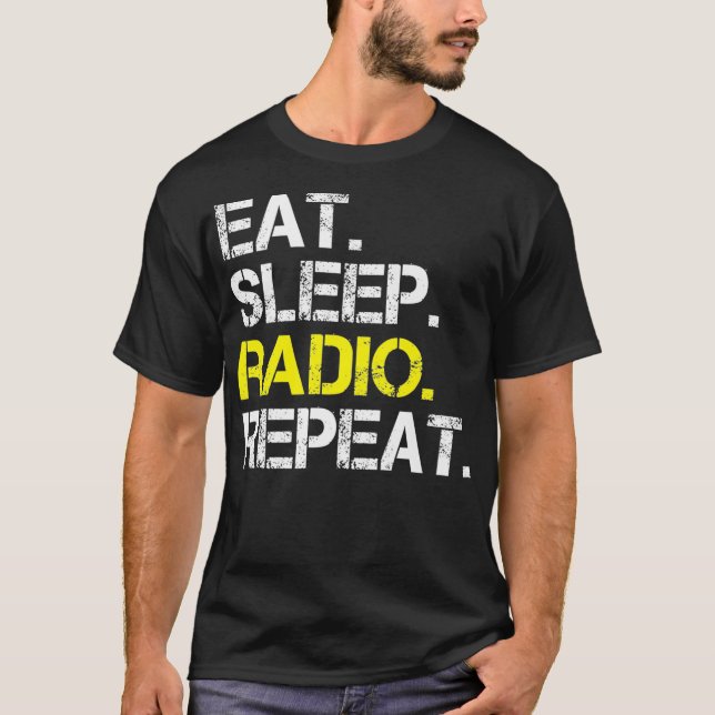 Camiseta Eat Sleep Radio Repeat Funny Radio Lover Regalo (Anverso)