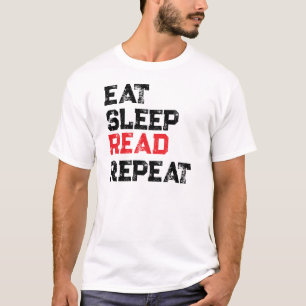 Camiseta EAT SLEEP READ REPEAT, Amantes de los Lib