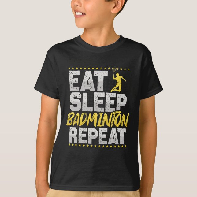 Camiseta Eat Sleep Repeat Badminton Hob (Anverso)