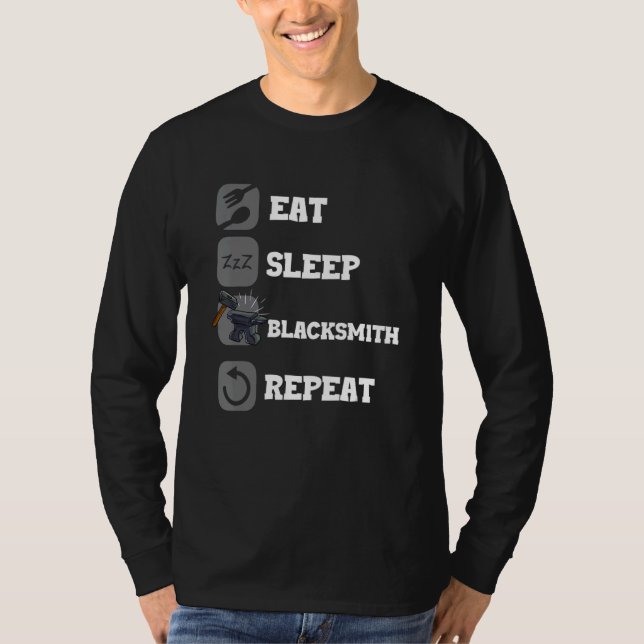 Camiseta Eat Sleep Repeat Blacksmith Goldsmith Craft Anvil  (Anverso)