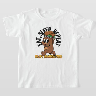Camiseta Eat Sleep Repetir Feliz Día de Gracias Niños Camis