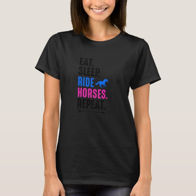 Camiseta Eat Sleep Ride Horses Repeat Equestrian Farmer Hor (Anverso)