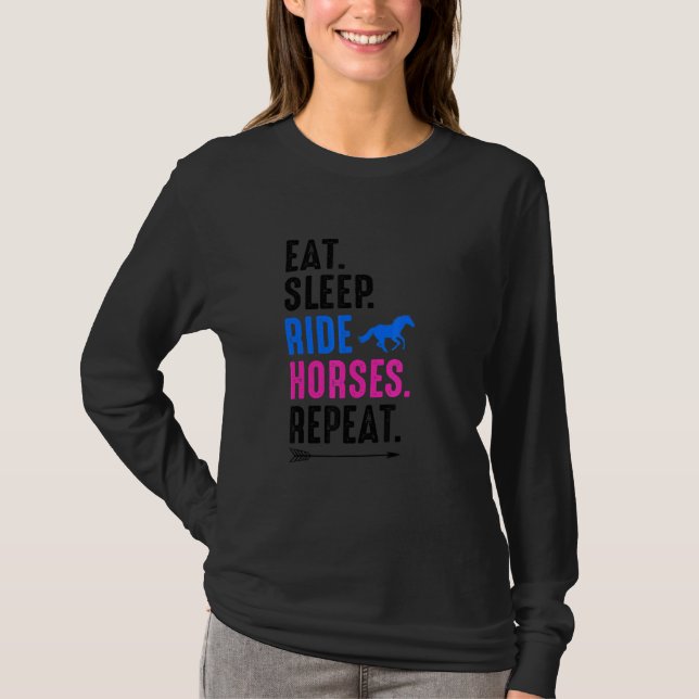 Camiseta Eat Sleep Ride Horses Repeat Equestrian Farmer Hor (Anverso)