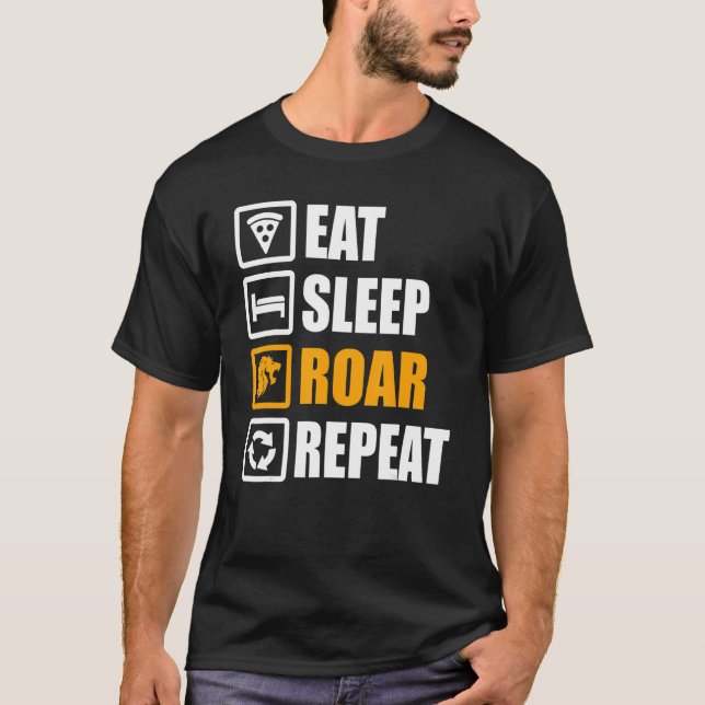 Camiseta Eat Sleep Roar Repite Negrita Y Valiente (Anverso)