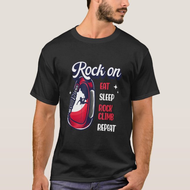 Camiseta Eat Sleep Rock Escalar Repetir Actividad Escalada  (Anverso)