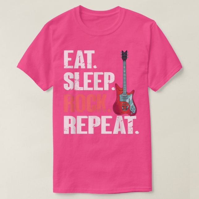Camiseta Eat Sleep Rock RepeatElectronic Rock Guitar 674 (Diseño del anverso)