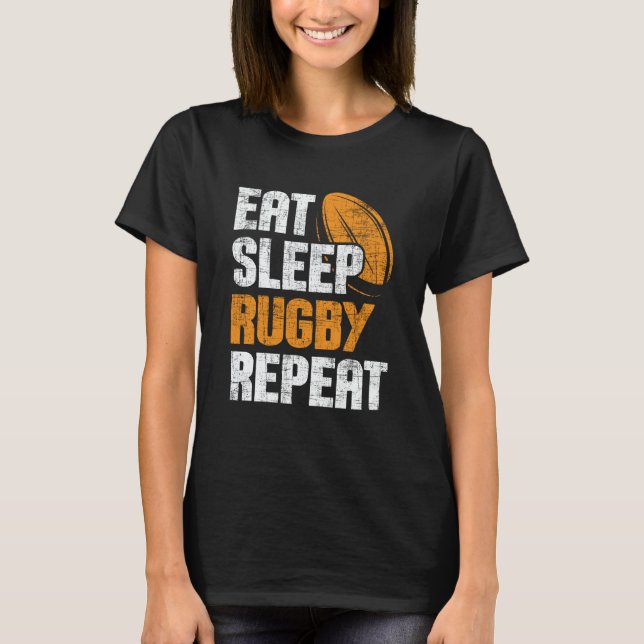 Camiseta Eat Sleep Rugby Repeat  Rugby Player Coach Sports (Anverso)