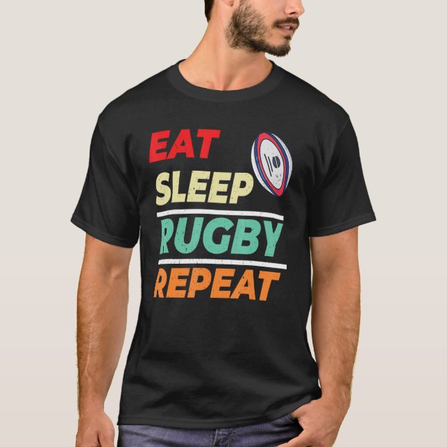 Camiseta Eat Sleep Rugby Repeat Rugby Sports Men Women Kids (Anverso)