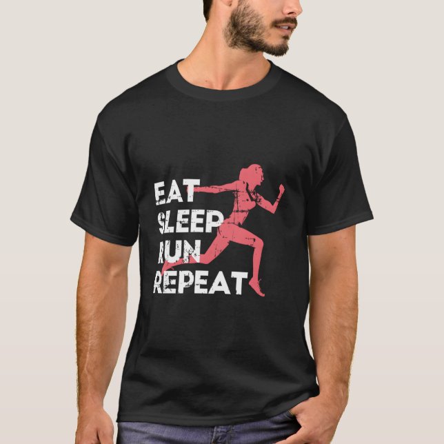 Camiseta Eat Sleep Run Repeat Track And Field Marathon Runn (Anverso)