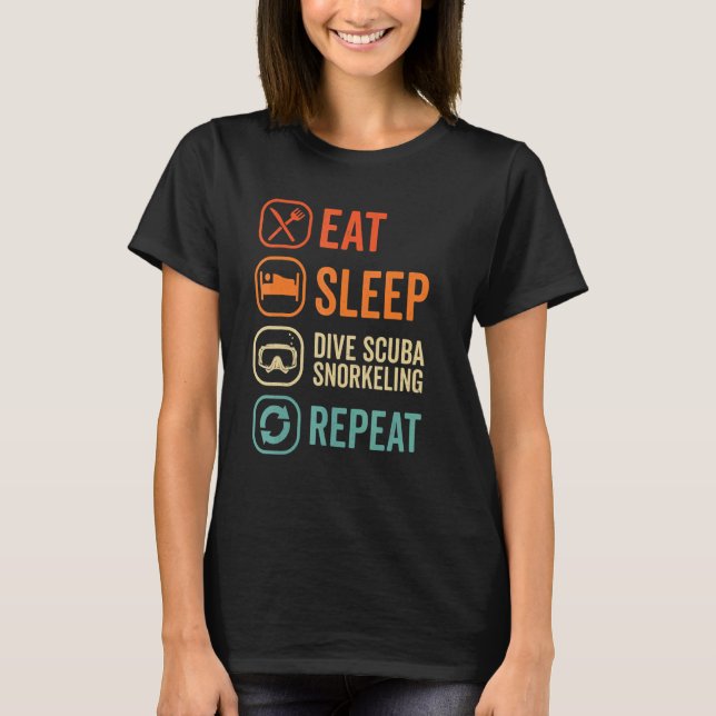 Camiseta Eat Sleep Scuba Repeat Scuba Diver Diving Snorkeli (Anverso)
