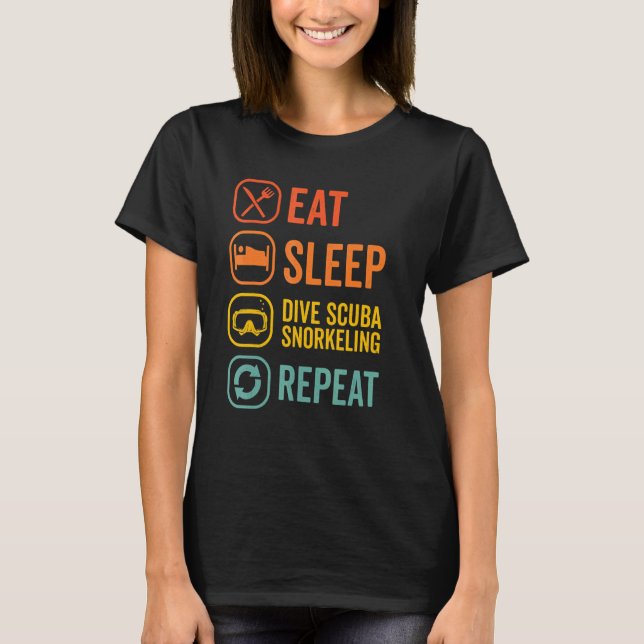 Camiseta Eat Sleep Scuba Repeat Scuba Diver Diving Snorkeli (Anverso)