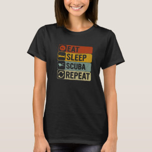 Camiseta Eat Sleep Scuba Repetir Retro 60s Buceo 1