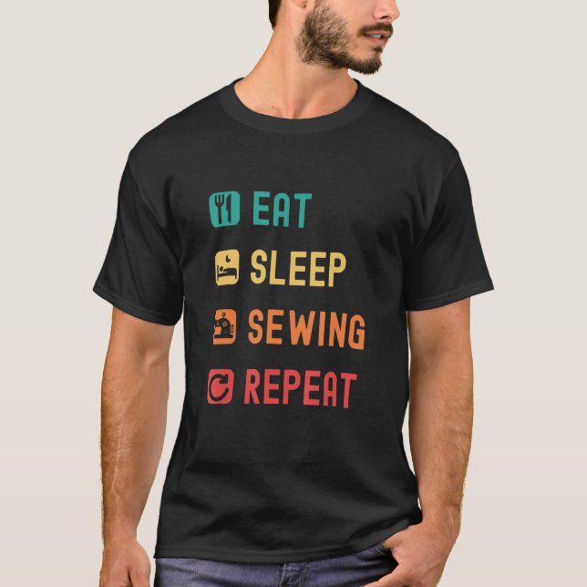 Camiseta Eat sleep sewing repeat with tick check boxes (Anverso)