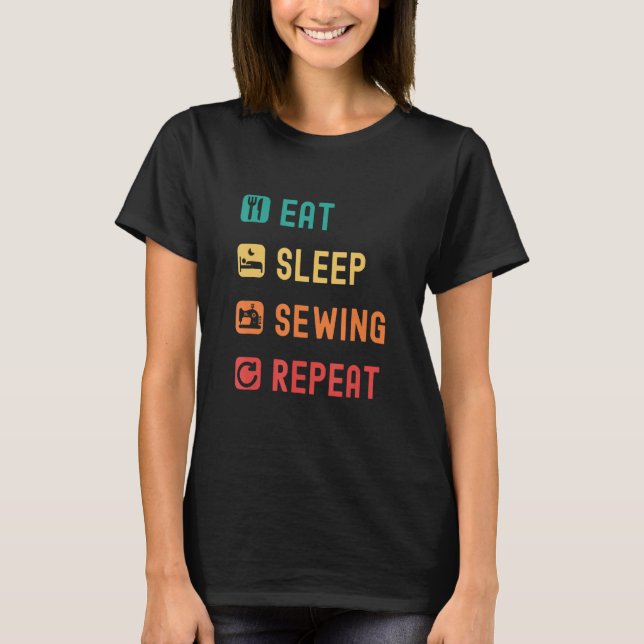 Camiseta Eat sleep sewing repeat with tick check boxes (Anverso)