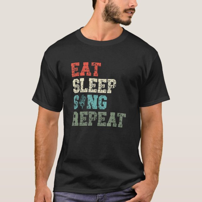 Camiseta Eat Sleep Sing Repeat Karaoke Singer Voice Coach S (Anverso)