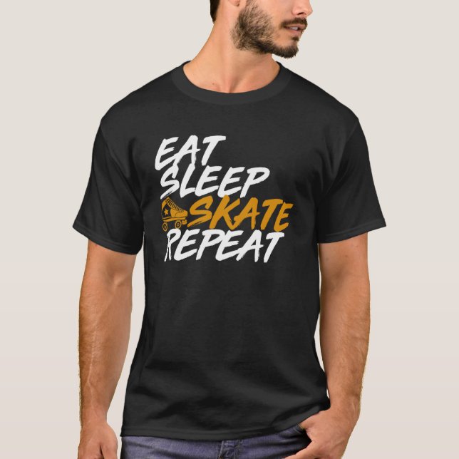 Camiseta Eat Sleep Skate Repetir el Roller de patinaje sobr (Anverso)