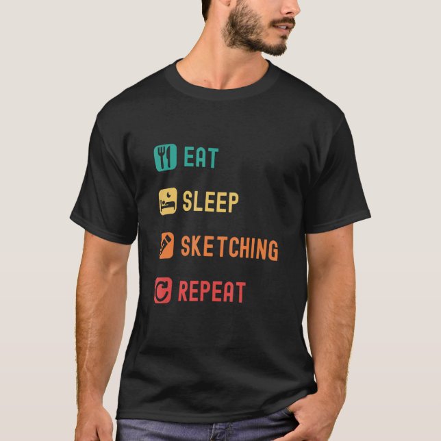Camiseta Eat, sleep, sketching, repeat with tick check boxe (Anverso)