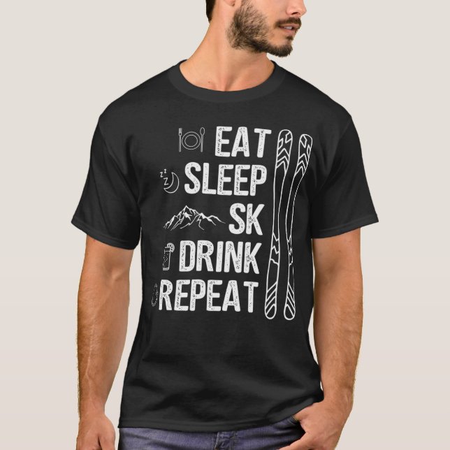 Camiseta Eat Sleep Ski Area Ski Slopes Call Winter Sports (Anverso)