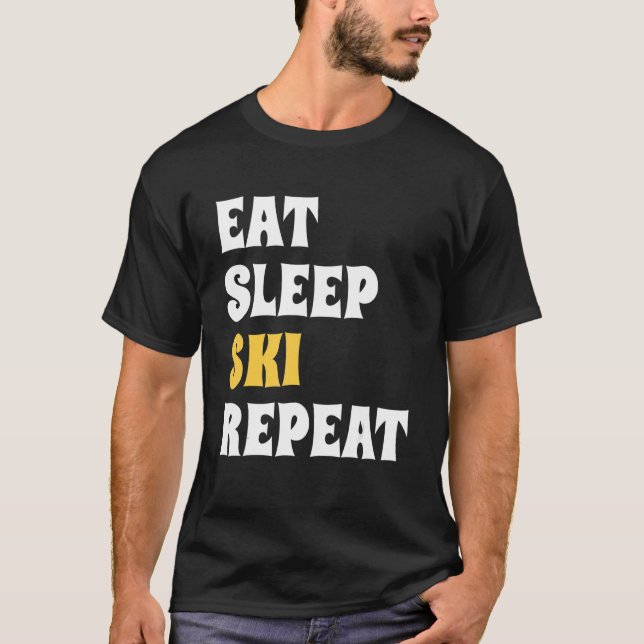 Camiseta Eat Sleep Ski Repeat Cool Winter Sport Ski (Anverso)