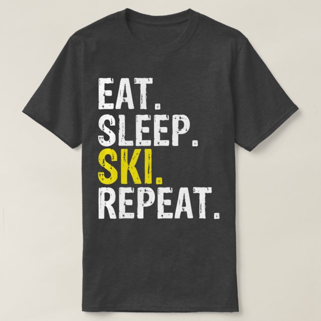 Camiseta Eat Sleep Ski Repeat Gift Skiing (1)  (Diseño del anverso)