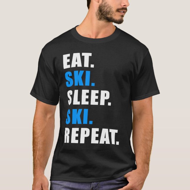 CAMISETA EAT SLEEP SKI REPEAT SNOW ALPIN WINTER WOMEN MEN C (Anverso)