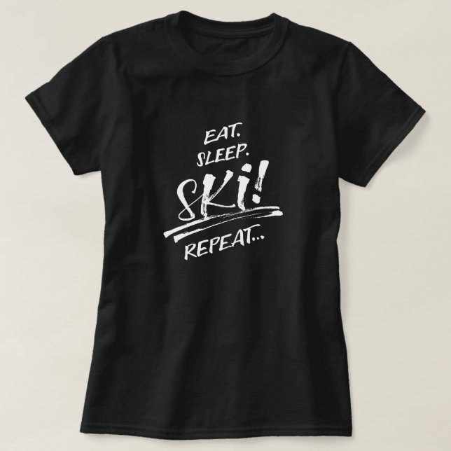 Camiseta Eat Sleep Ski Repeat - White (Diseño del anverso)