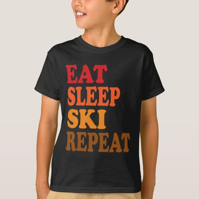 Camiseta Eat Sleep Ski Repeat Winter Mountains Skidge Lodge (Anverso)