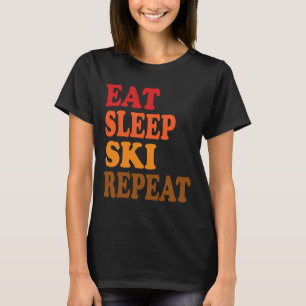Camiseta Eat Sleep Ski Repeat Winter Mountains Skidge Lodge