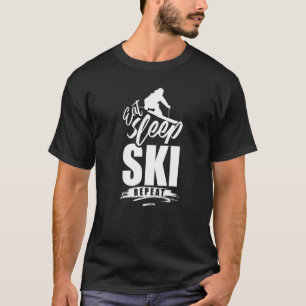 Camiseta Eat Sleep Ski Repetir deportes de invierno Esquiar
