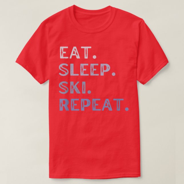 Camiseta Eat Sleep Ski Repetir deportes de invierno Nieve S (Diseño del anverso)
