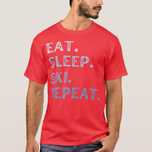 Camiseta Eat Sleep Ski Repetir deportes de invierno Nieve S