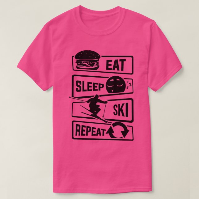 Camiseta Eat Sleep Ski Repetir esquí de invierno (Diseño del anverso)