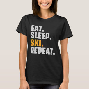 Camiseta Eat Sleep Ski Repetir esquí Esquiador Retro Vintag