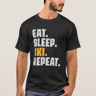 Camiseta Eat Sleep Ski Repetir esquí Esquiador Retro Vintag