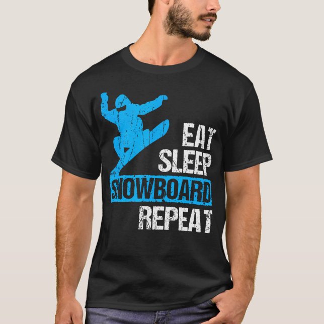 Camiseta Eat Sleep Snowboard Repeat Funny Winter (Anverso)