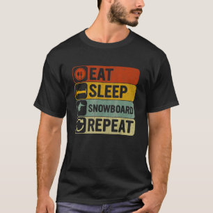 Camiseta Eat Sleep Snowboard Repetir Retro 60 Snowboard 70