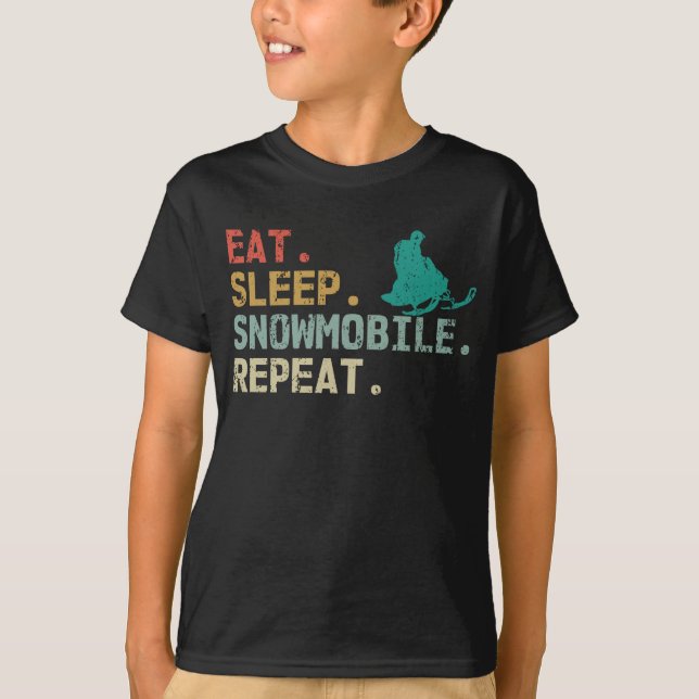 Camiseta Eat Sleep Snowmobile Repeat Retro snowmobile (Anverso)