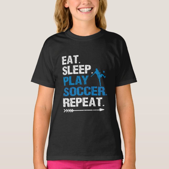 Camiseta Eat Sleep Soccer Repeat Slogan Funny Grunge (Anverso)