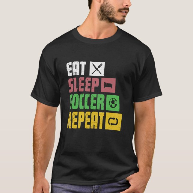 Camiseta Eat Sleep Soccer Repeat  Soccer Player Coach  1 (Anverso)