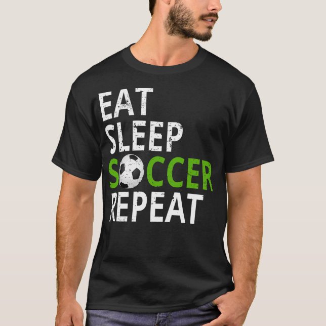 Camiseta Eat Sleep Soccer Repeat teens  (Anverso)