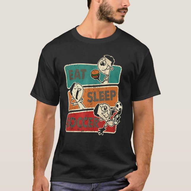 Camiseta Eat Sleep Soccer Repetir Fútbol Comer Dormir (Anverso)