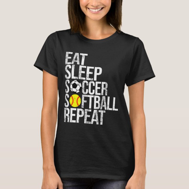 Camiseta Eat Sleep Soccer Softll Repeat Funny Ll  (Anverso)
