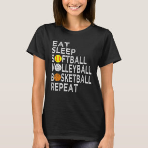 Camiseta Eat Sleep Softball Volleyball Baloncesto chica
