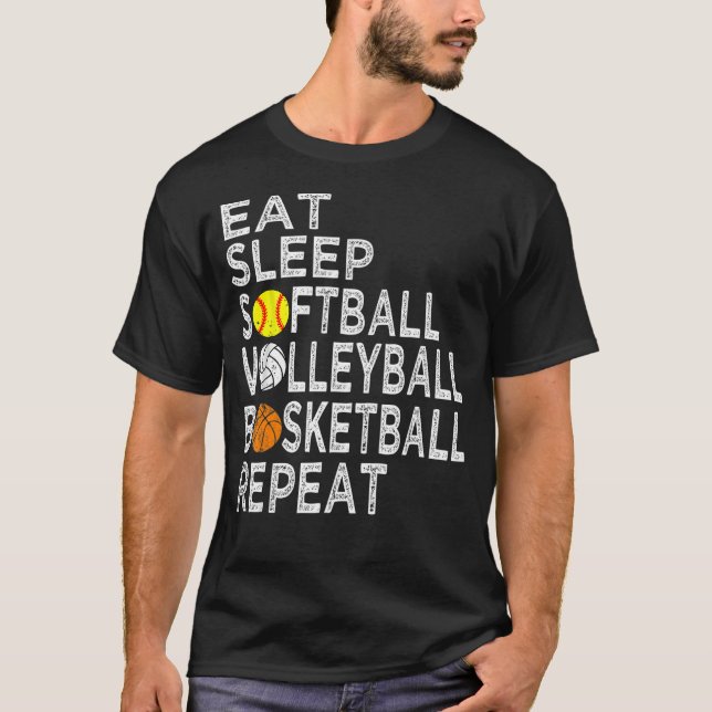 Camiseta Eat Sleep Softball Volleyball Baloncesto chica (Anverso)